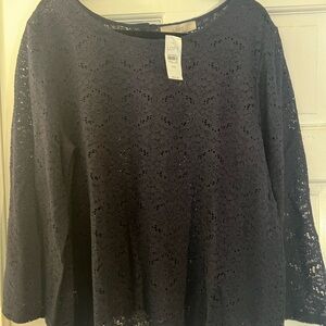 LOFT Women's Navy Lace Blouse